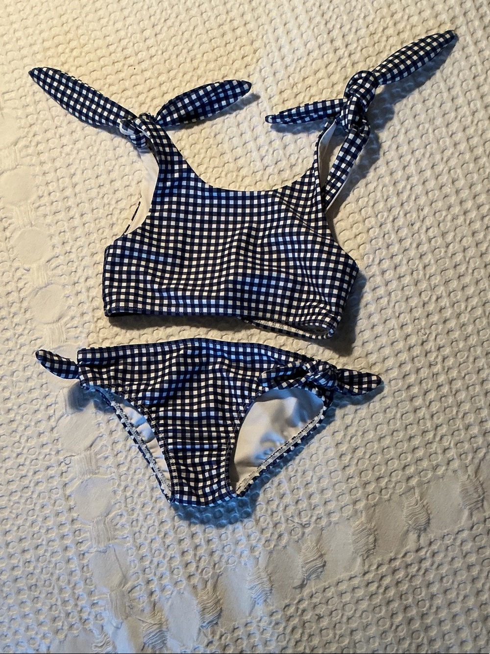 Girls Gingham bikini blue and white 3t/4t minnow